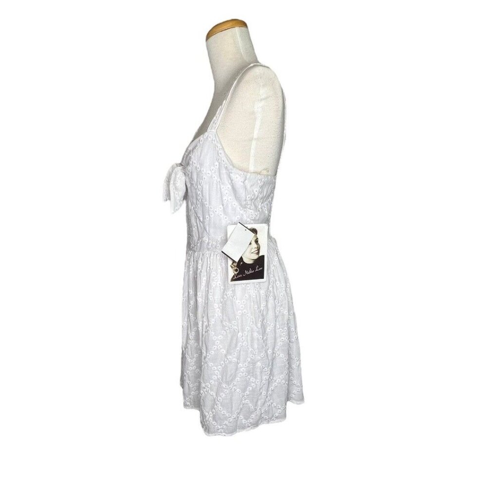 Love, Nickie Lew Eyelet Strappy Cami Mini Dress Sz M White Lined Sweetheart NWT - Picture 6 of 10